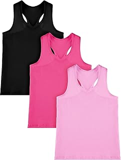 3 Pieces Girls Dance Tank Top Racerback Crop Tank Top Sleeveless Dance Top for Ballet Gymnastics Dancewear