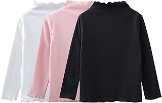 Camisetas de cuello alto unisex para niños y niñas, camisetas de manga larga básicas, color liso, camisetas térmicas