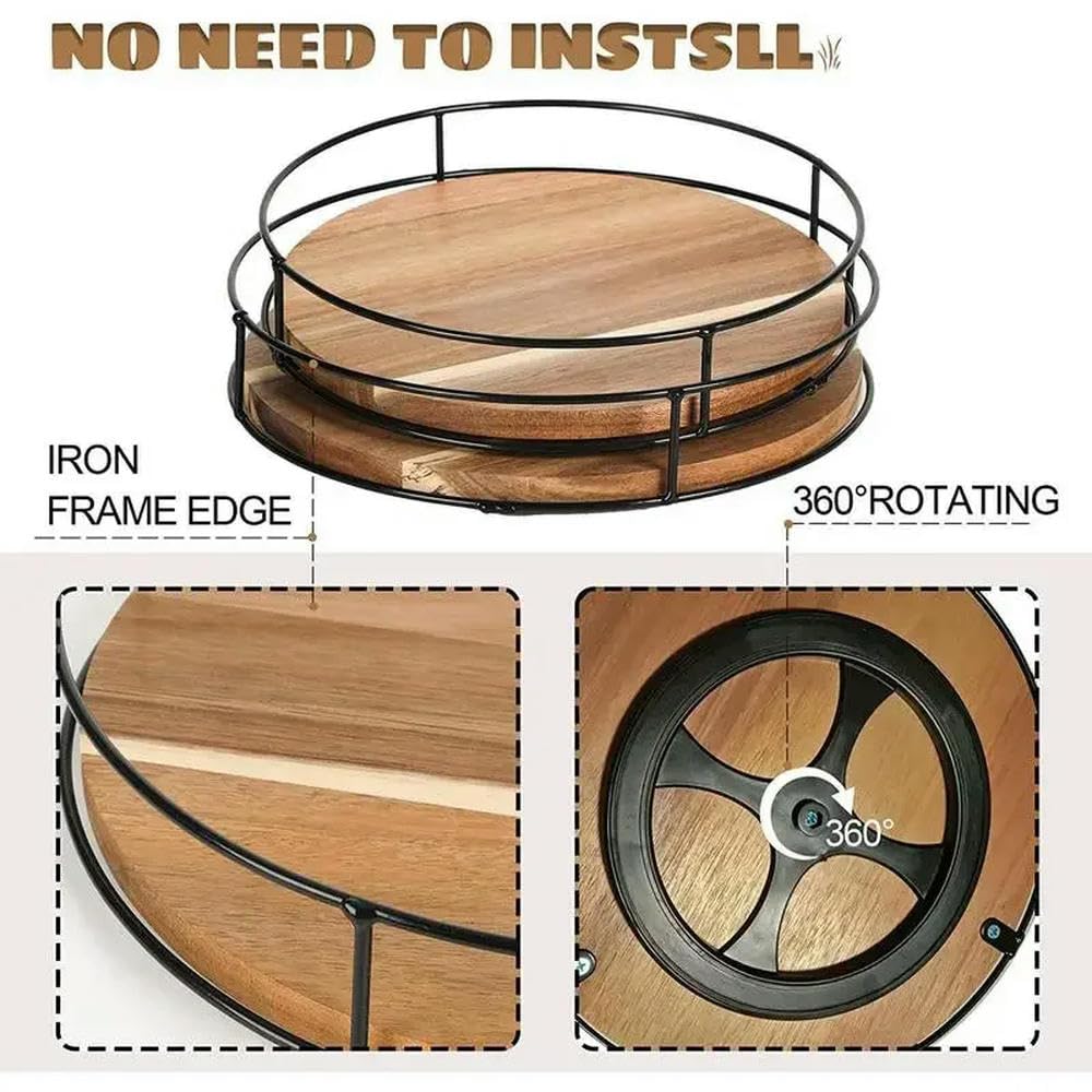 Lazy Susan Plateau tournant à 360 degrés pour cuisine, garde-manger et salle à manger – Design peu encombrant