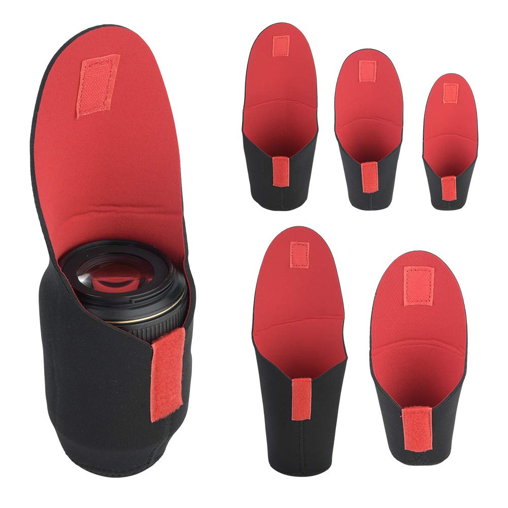 5-teiliges Objektiv-Taschen Set - Gepolsterte Neopren Hüllen Für Kameraobjektive