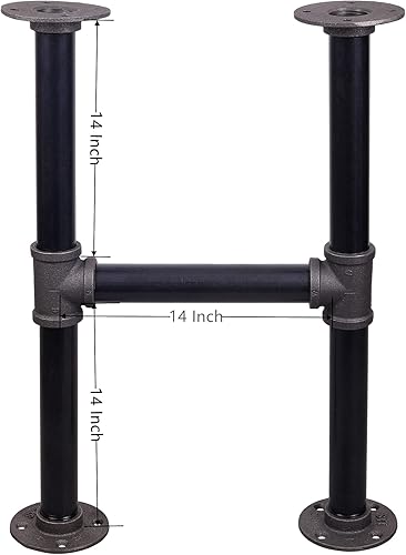 Miniatura 3 de MUZIK Juego de 3 patas de mesa industriales de 28 pulgadas, tubos de metal pintados en negro, muebles vintage para café y patas de mesa auxiliar, 28