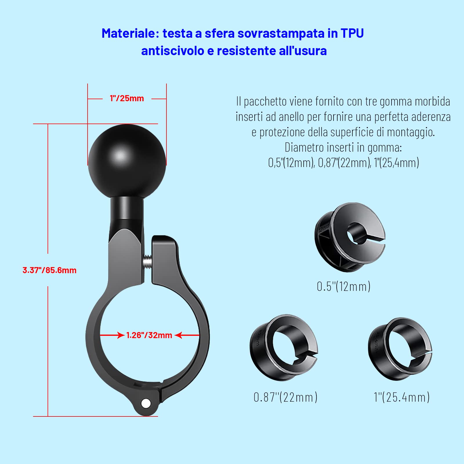 iHYTOON Supporto Ball Accessori per montaggio a sfera da 1'' Compatibili con supporti RAM Mounts/bracci a doppia presa(R3)*2
