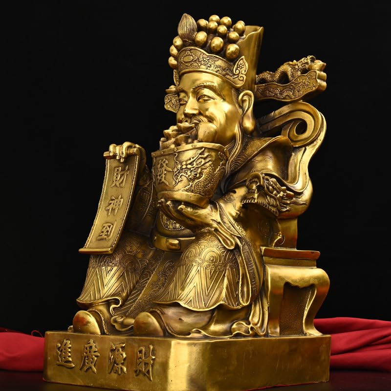 Posąg Buddy do użytku wewnętrznego Biznesu Feng Shui Rzeźba bogactwa Mosiądz Bóg bogactwa Posąg Buddy Ozdoby Statua Domu Kult Medytująca Statua Buddy Rzeźba