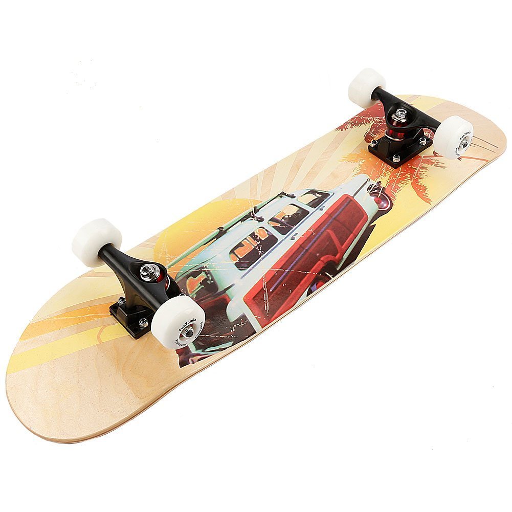 FunTomia Skateboard monopatín FunTomia con rodamientos y Rodillos de dureza 100A - Hecho con 7 Capas de Madera 100% Arce Canadiense