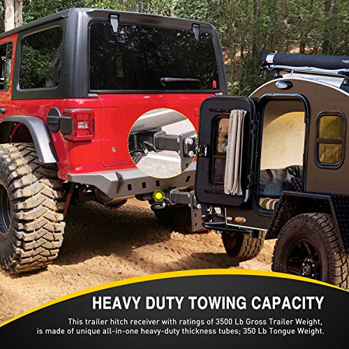 Image of Nilight 2 Inch Rear Bumper Tow Trailer Hitch Receiver Kit Compatible for 2018 2019 2020 2021 2022 2023 2024 2025 Wrangler JL JLU 4 Door and 2 Door Unlimited (Exclude JK Models)
