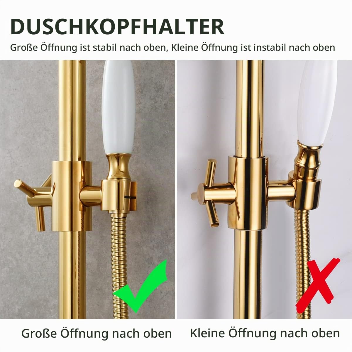 CIENCIA Duschstange Variabel 66cm Messing Wandstange Dusche Brausestange Titangold für Handbrause Dusche, BJ4022