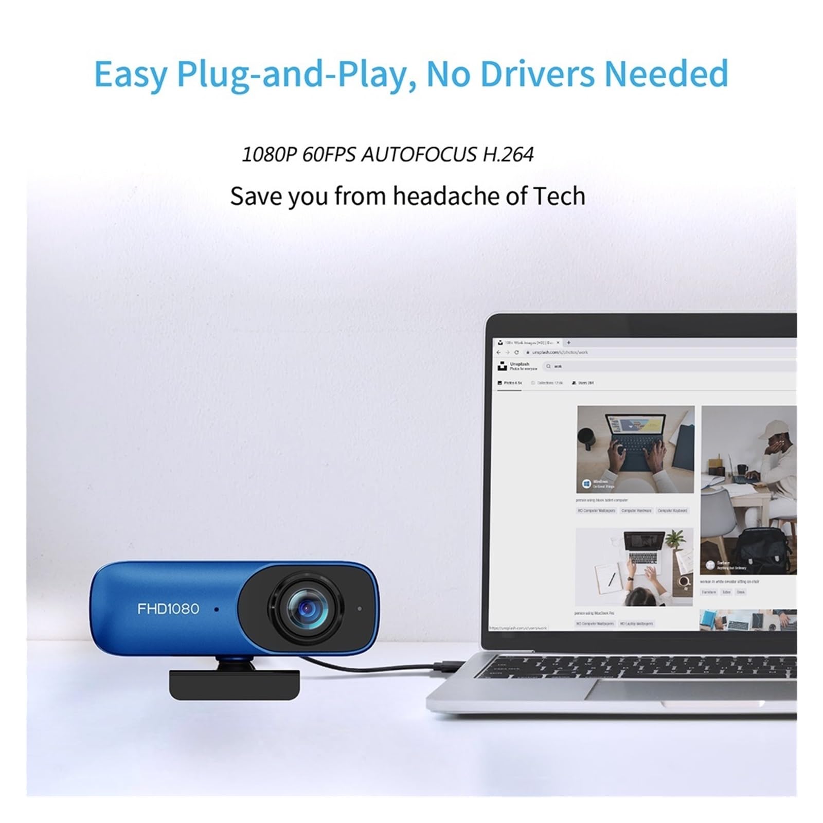 Webcam FHD 1080P 60FPS H.264 Webcam con messa a fuoco automatica con copertura for la privacy del microfono for desktop PC portatile Riunione Streaming Web Camera USB(C90 1080P)
