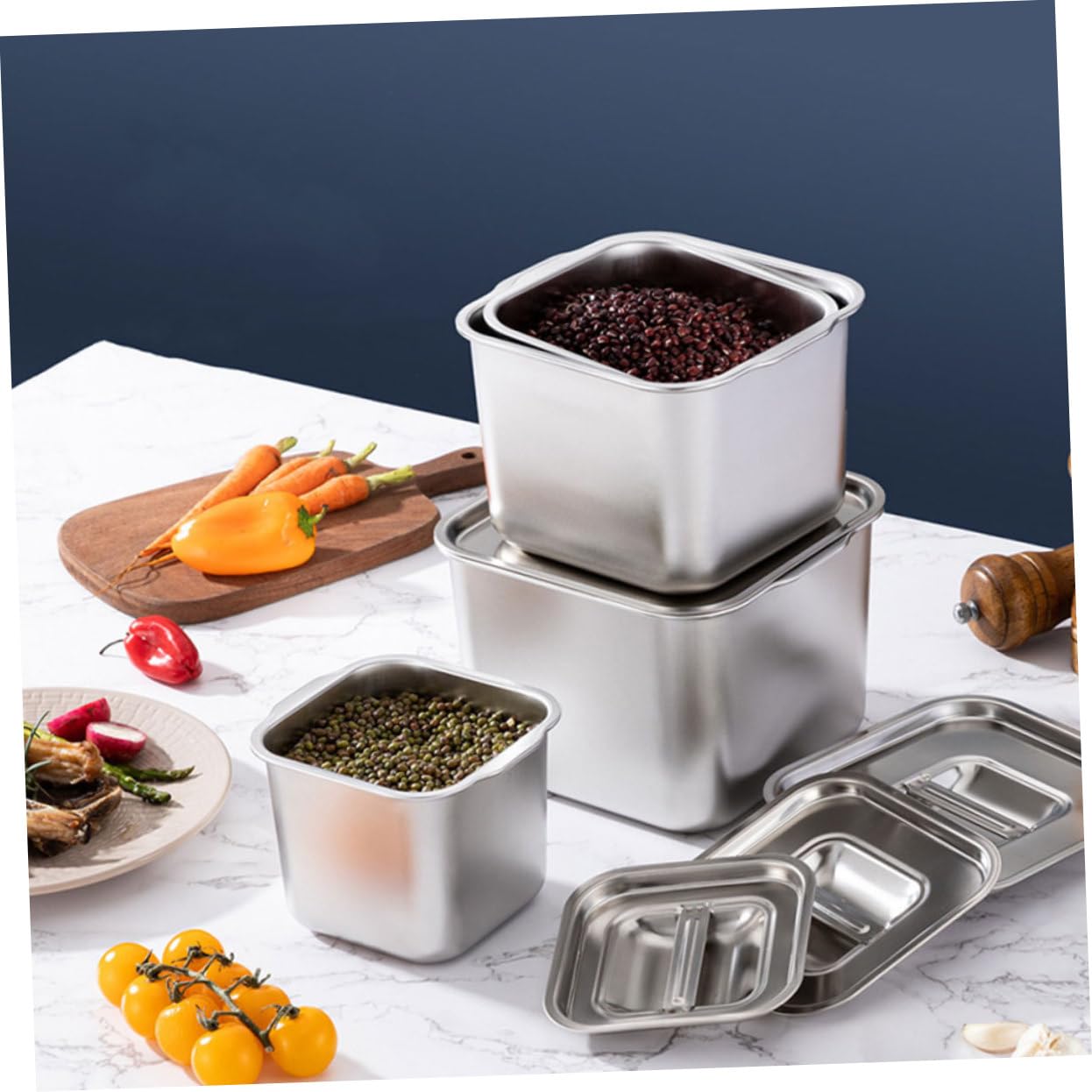 ABOOFAN 4 Stück Gewürzbox aus Edelstahl stainless steel ausstecher rentier Zuckerhalter Vorratsglas für Gewürze Fass kleine Werkzeuge Lagertank Vorratsdose Rostfreier Stahl