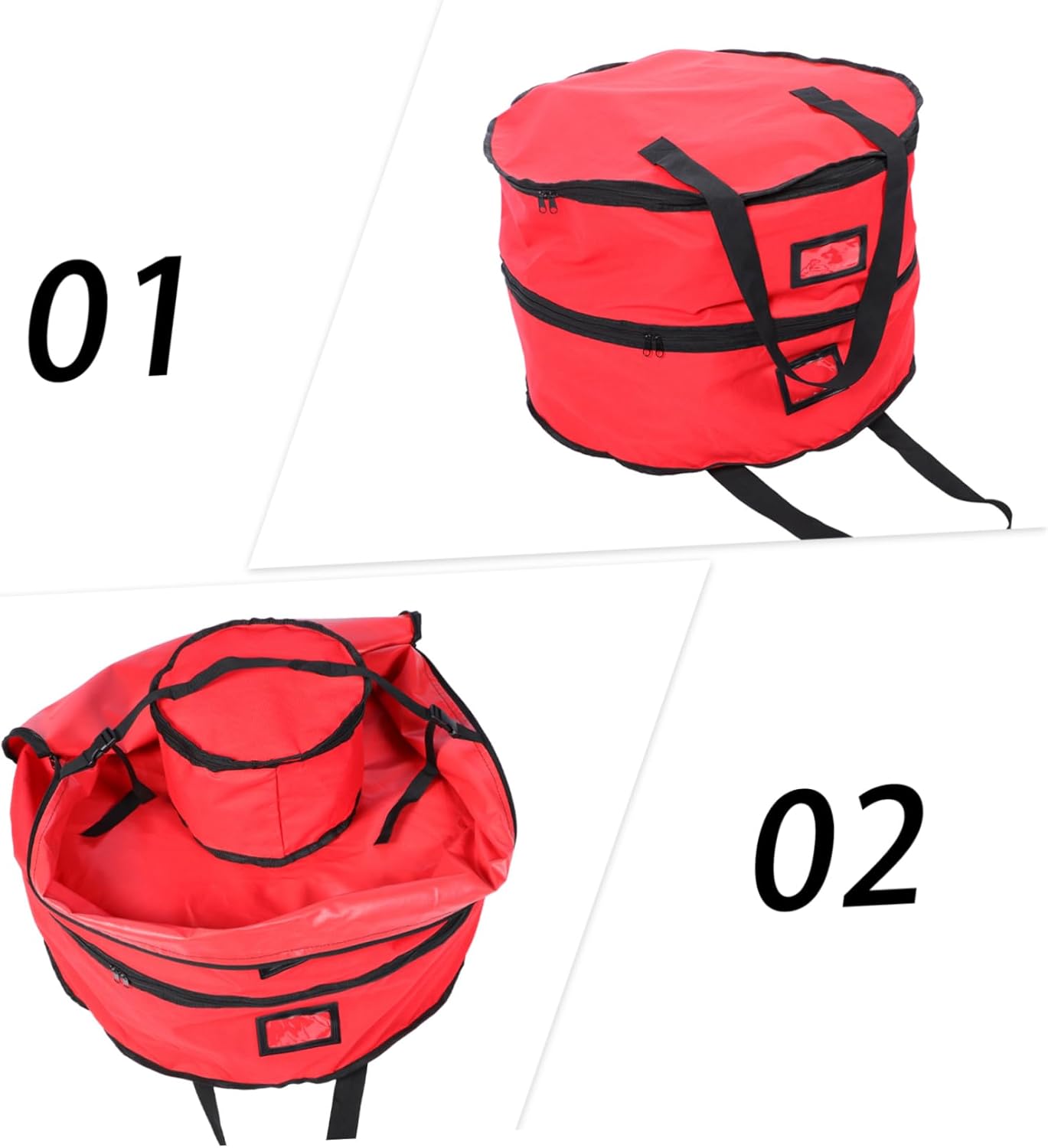 1pc Double Layered Christmas Wreath Storage Bag Red Holiday Garland Holder for Seasonal Decoration and Use