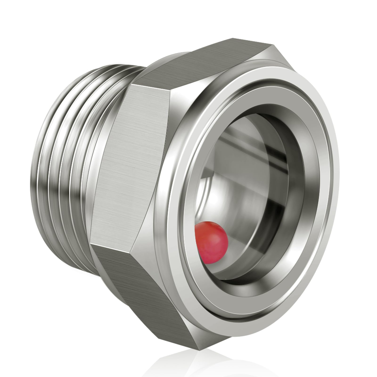 3/4" NPT Male Hex Head Stainless Steel Oil Sight Glass Fluid Level Gauge Oil Indicator Window Air Compressor Gearbox Fitting for Hydraulic Tank Sight Glass (3/4" NPT Male)