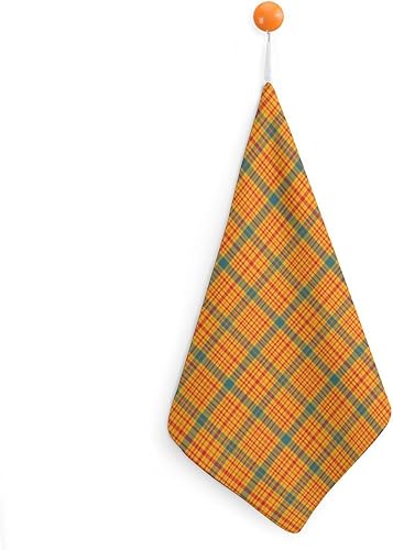 Decorative Hand Towels for Bathroom - Retro Bright Orange Plaid Print Soft Absorbent Small Bath Hand Towels for Kitchen, Farmhouse, Spa, Hotel,