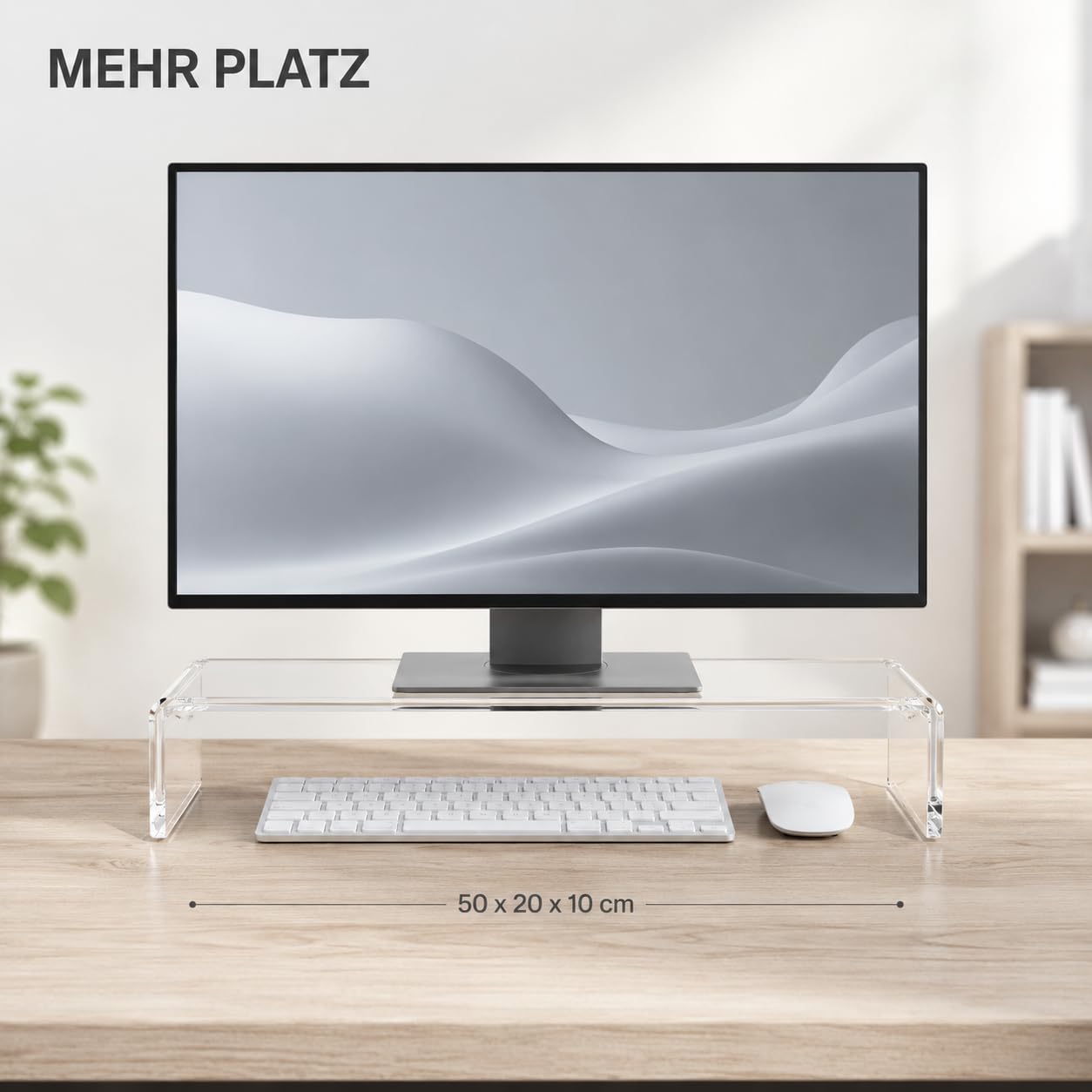 Acrylglas Monitorständer - Exklusive Bildschirmerhöhung aus deutscher Handarbeit - 10mm Monitor Stand - Premium Bildschirmständer Tischaufsatz
