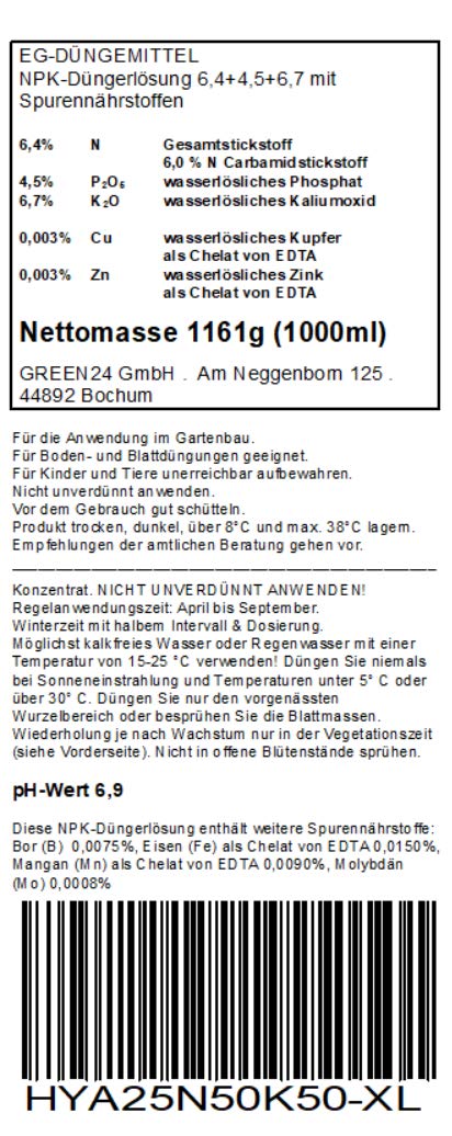 GREEN24 Hydrokultur nawóz płynny XL 1 litr Hydroponic NPK