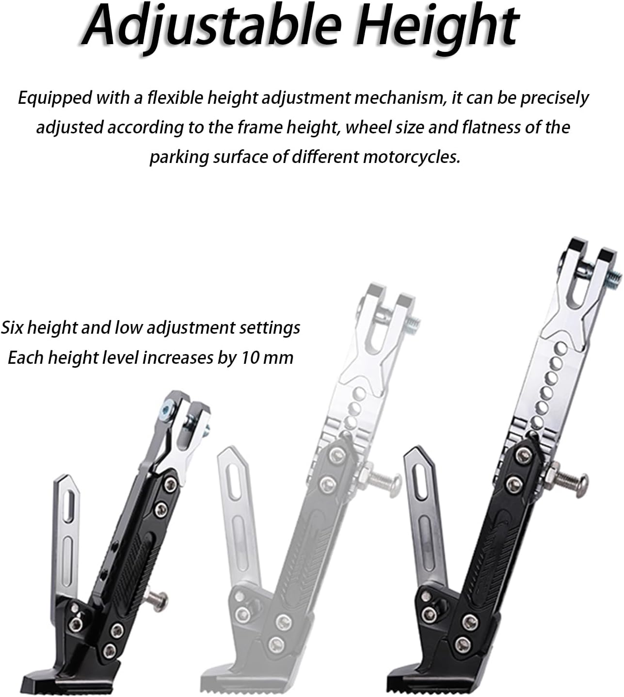 Motorcycle Kickstand for BMW R1250R R1250RS R 1250 R RS, Universal Aluminum Side Stand with Anti-Slip Widened Base, Height Adjustable Motorcycle Stand Support,C Red