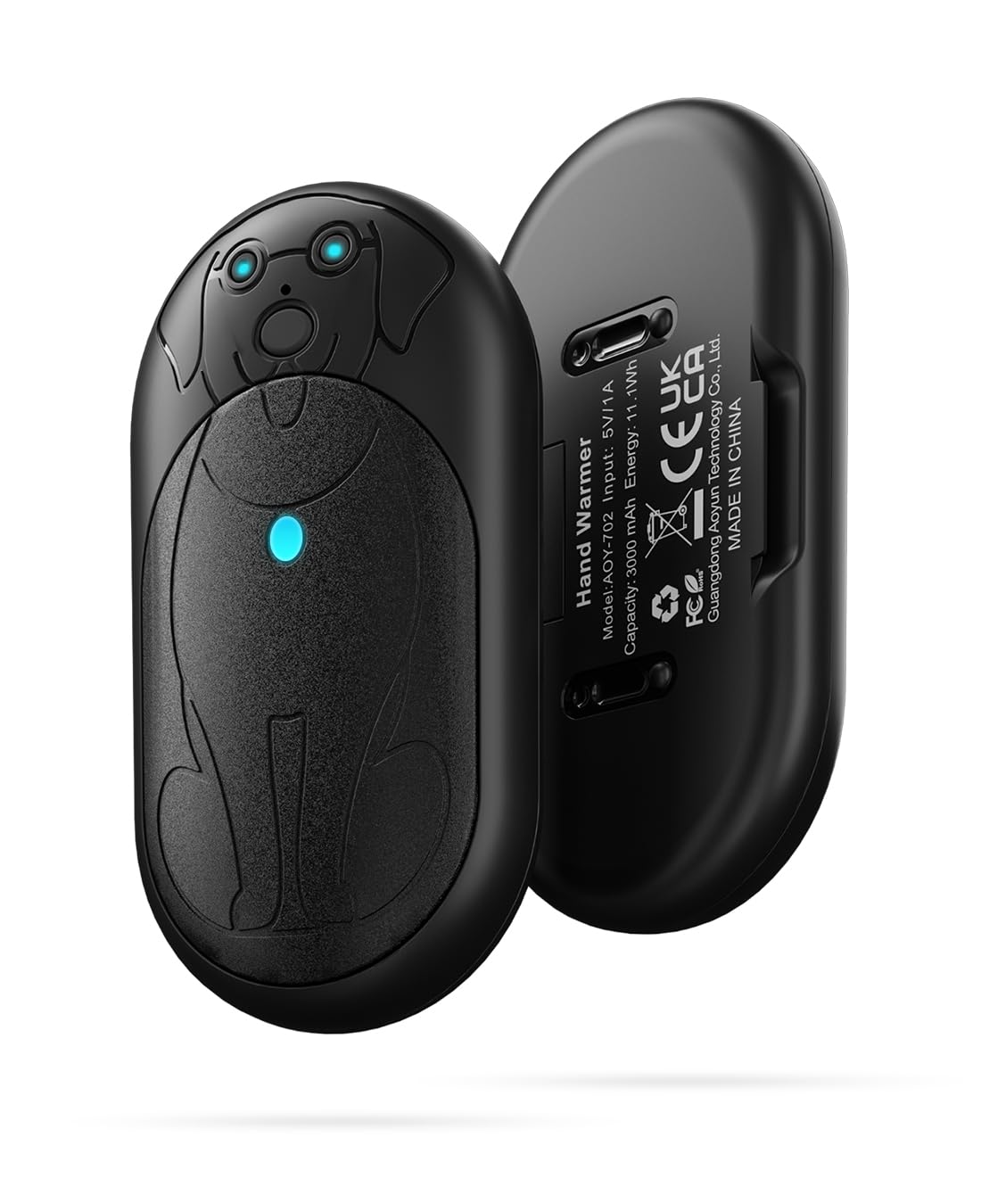 Lepwings Electric Hand Warmer, Pack of 2, 3000 mAh Pocket Warmers, Reusable with 3 Modes, 20 Hours Long Lasting Heat, Portable USB Rechargeable Hand Warmer for Outdoor in Winter Black Hand Warmer