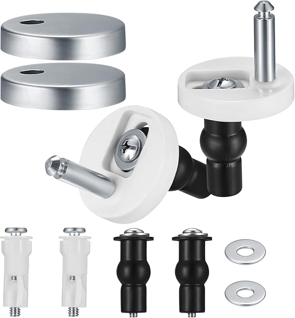 6PCS Toilet Seat Hinge Fittings Blind Hole Fixings Expanding Rubber Screws, WC Toilet Seat Top Fittings and Fixtures Replacement
