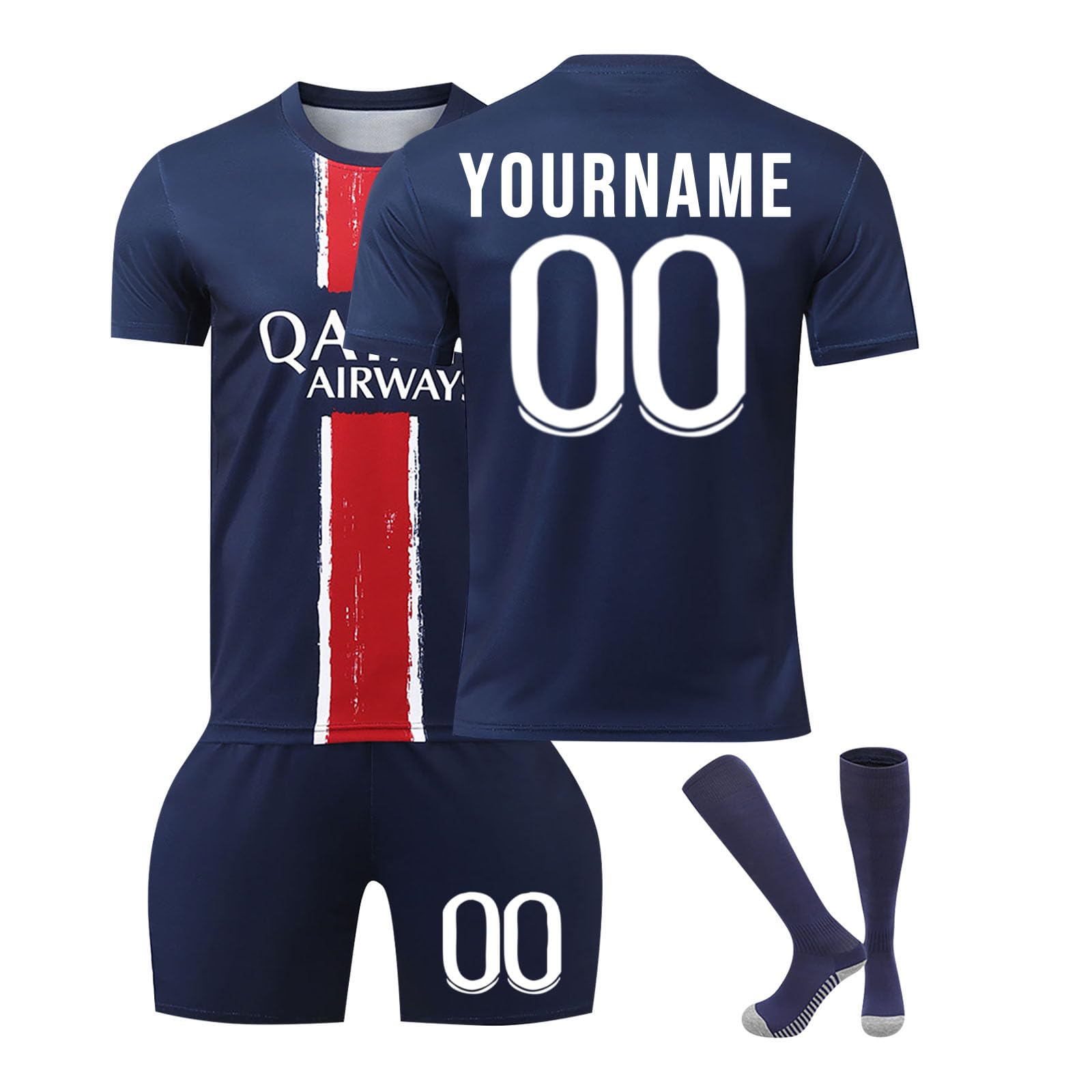 Générique Maillot de Foot Personnalisé Enfant et Adultes de L'équipe Maillot de Soccer Ensemble Garçon Vêtements de Football Strips avec Nom Numéro Tee Shirt Short avec Chaussette Football Gifts