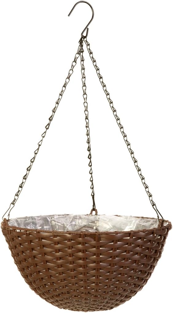 14" Resin Woven Hanging Basket, Espresso Brown, Hangings Basket