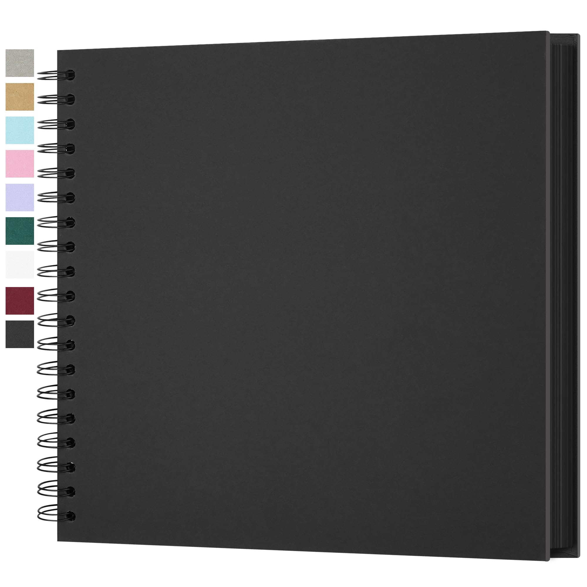Yopih DIY Scrapbook Album 25.5x25.5 cm Hardcover Kraft Paper Scrap Book with 50 Sheets Memory Book for Family and Wedding Photography Black