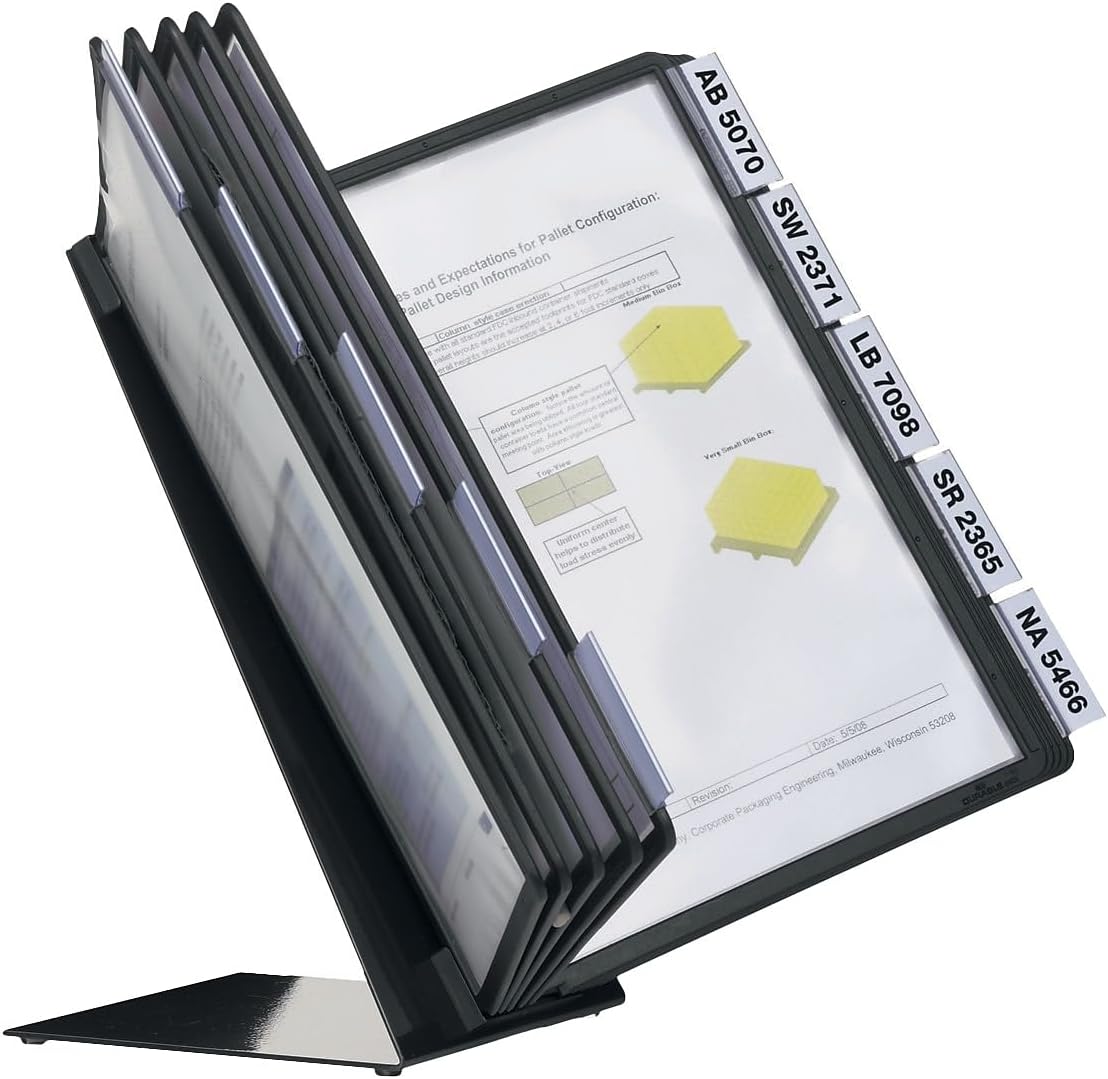 Durable Vario Document Holder, 10 Panels 15.5 x 6.5 x 10.75, Black Borders