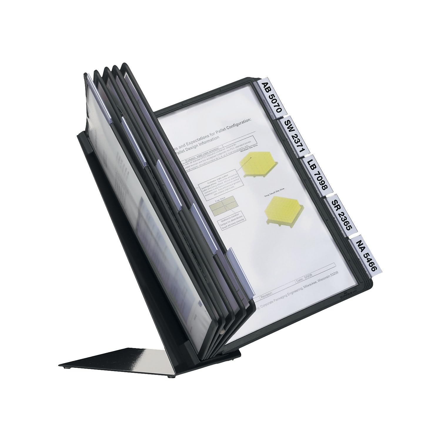 Durable vario Document Holder, 10 Panels 15.5 x 6.5 x 10.75, Black Borders