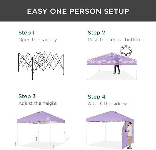 Miniatura 154 de Best Choice Products Carpa Toldo Desplegable de 10x10 pies para Instalación de 1 Persona, Refugio Portátil Instantáneo con Botón de 1 Toque