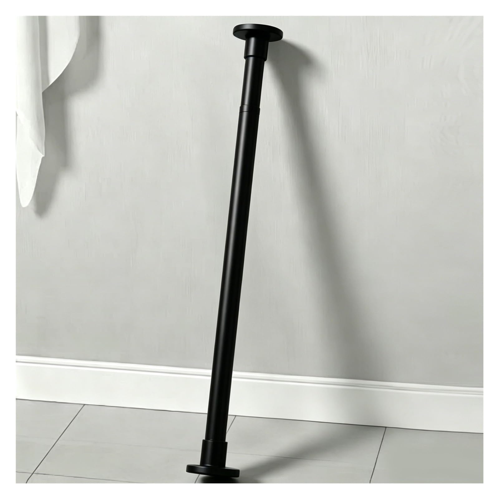 Adjustable Rod for Closet, Sturdy Carbon Steel Wardrobe Poles for Laundry/Balcony/Bedroom, No Drill Heavy Duty Tension Rods with Detachable Base(Black,55.1-102.4in(140-260cm))