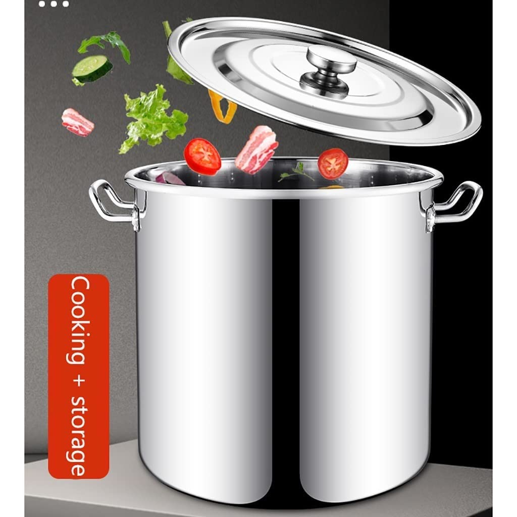 Generico Pentola in Acciaio Inossidabile con Coperchio - Pentola per zuppa Resistente da 8-55 Litri, pentola Profonda con Fondo Composito, Ideale per bollire, stufare e Cucinare pasti abbondanti