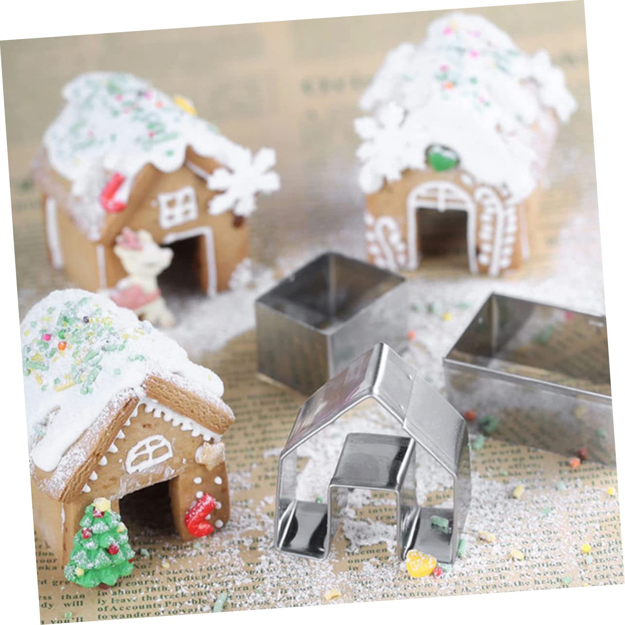 Lot De 5 Sets De Emporte-pièces Biscuits De Noël Maison Pain D'épices Mini 3d Acier Inoxydable Découpe Pâte Diy Pour Fêtes Décoration Pâtisserie