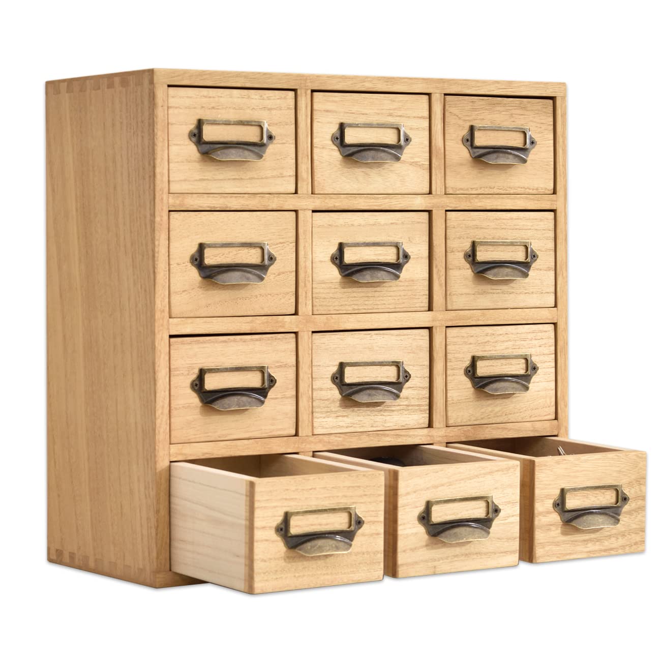KIRIGEN Wooden Desktop Organiser with 12 Drawers, Natural