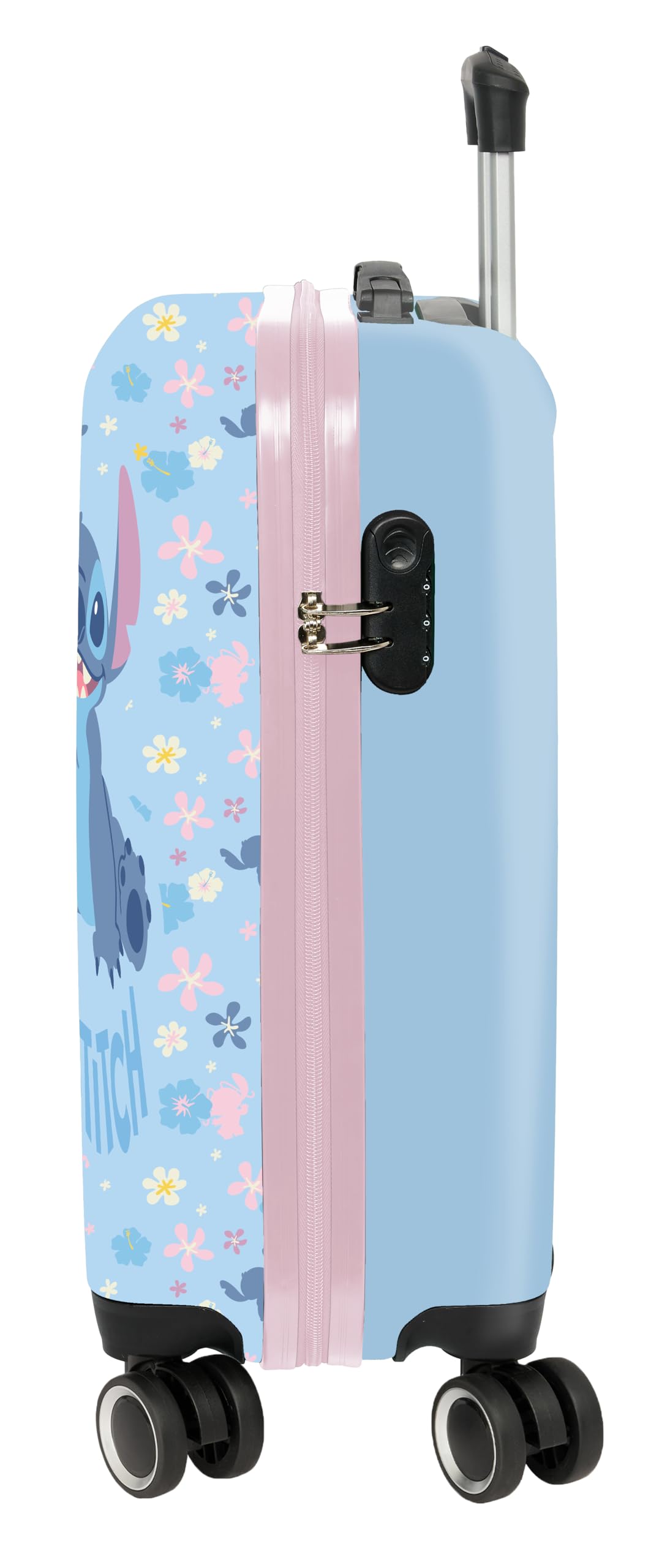 Stitch Happy - Trolley de Cabina 20 Pulgadas, Maleta con Ruedas, Candado de Seguridad, Maleta Ligera, 34.5x20x55 cm