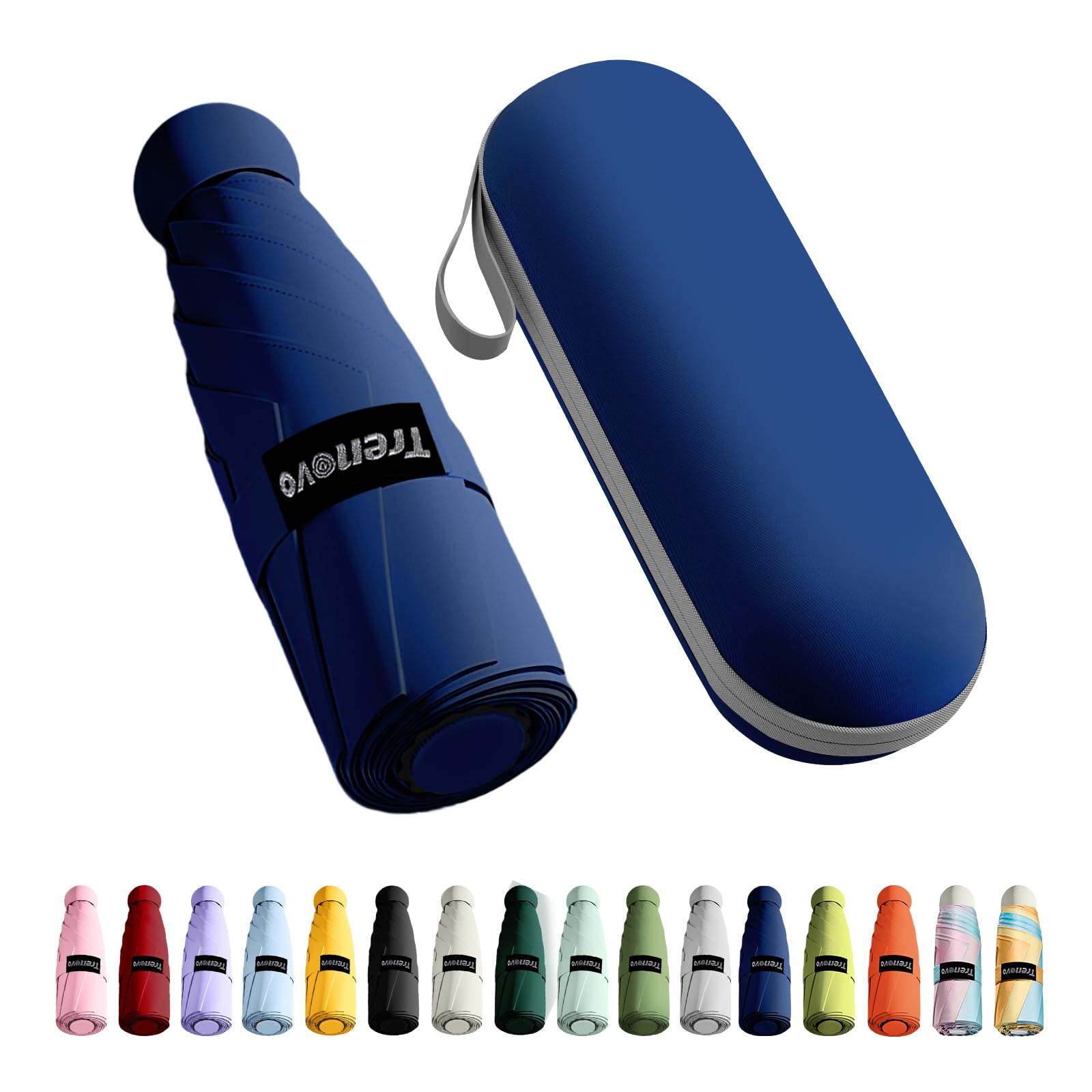 Trenovo Travel Mini Compact Folding Umbrella with Case - UV Sun & Rain Protection, Lightweight Portable Pocket Umbrella for Women Men Kids, Fits Purse