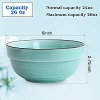 Vista 6 de HAPPY KIT Cuencos de cerámica para servir, cuencos coloridos de 6 pulgadas para cocina, cuencos de sopa de 24 onzas, juego de 6, aptos