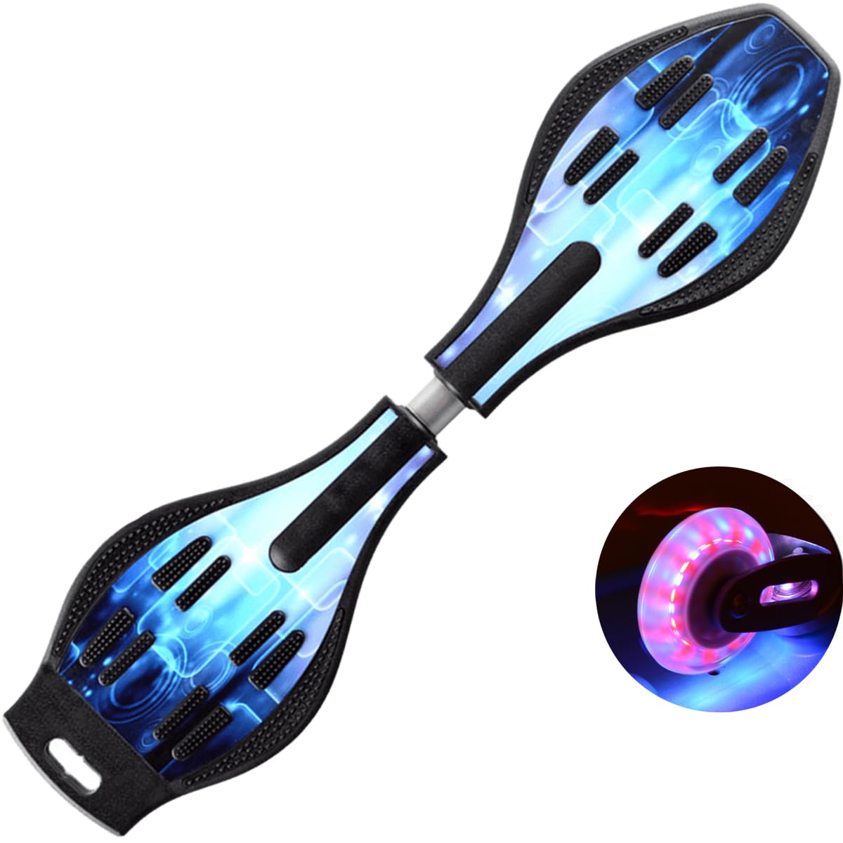ERNAN Caster Board, Street Surfing Waveboard Light Up LED Wheels Skateboard Youth Caster Board.Castor board with Light Up Wheels for kids/teens. (Phantom Black)