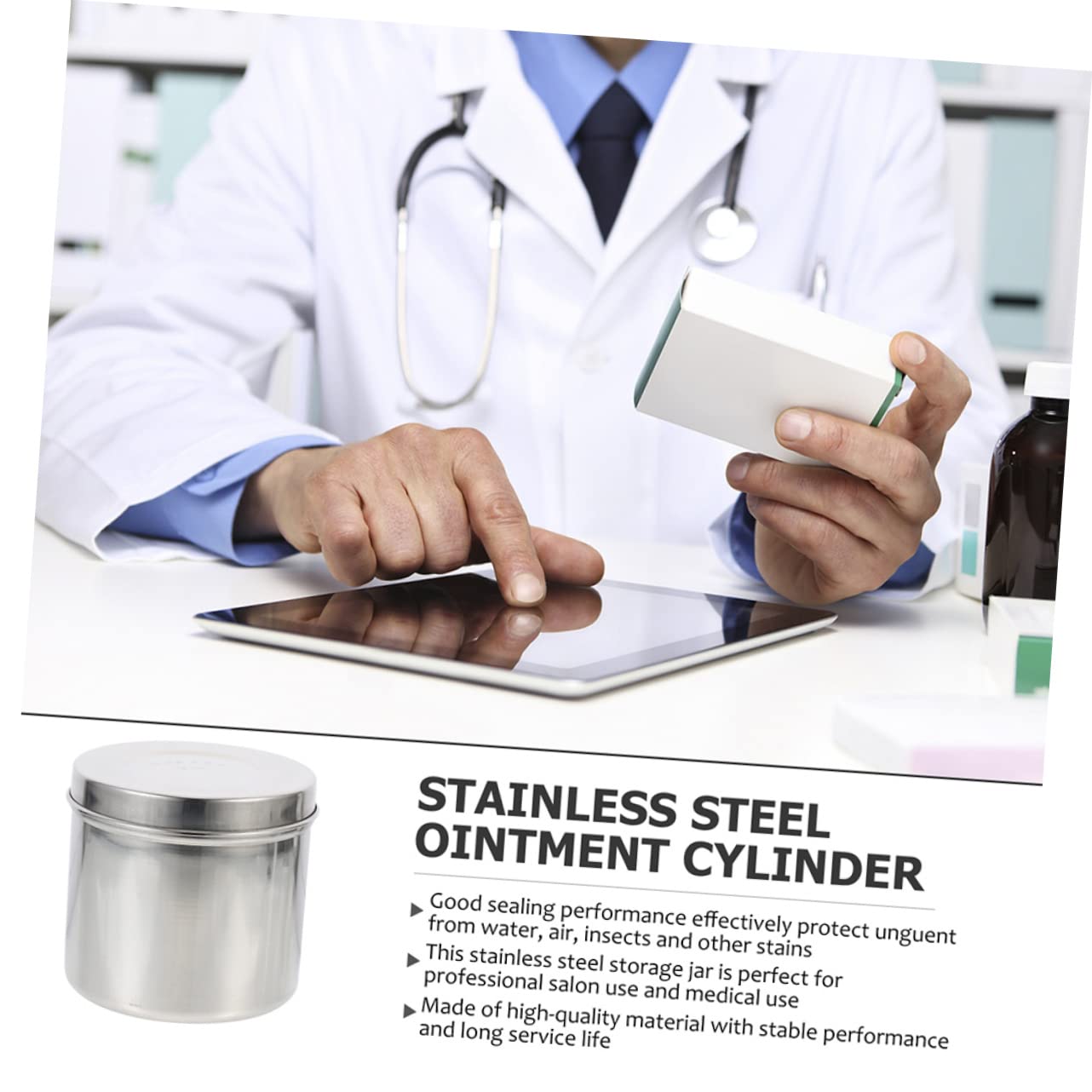 Beatifufu jar containers with lids cotton swab holder container Bathroom Storage Jars container with lid Dressing Container Gauze Jar tube Stainless steel Metal