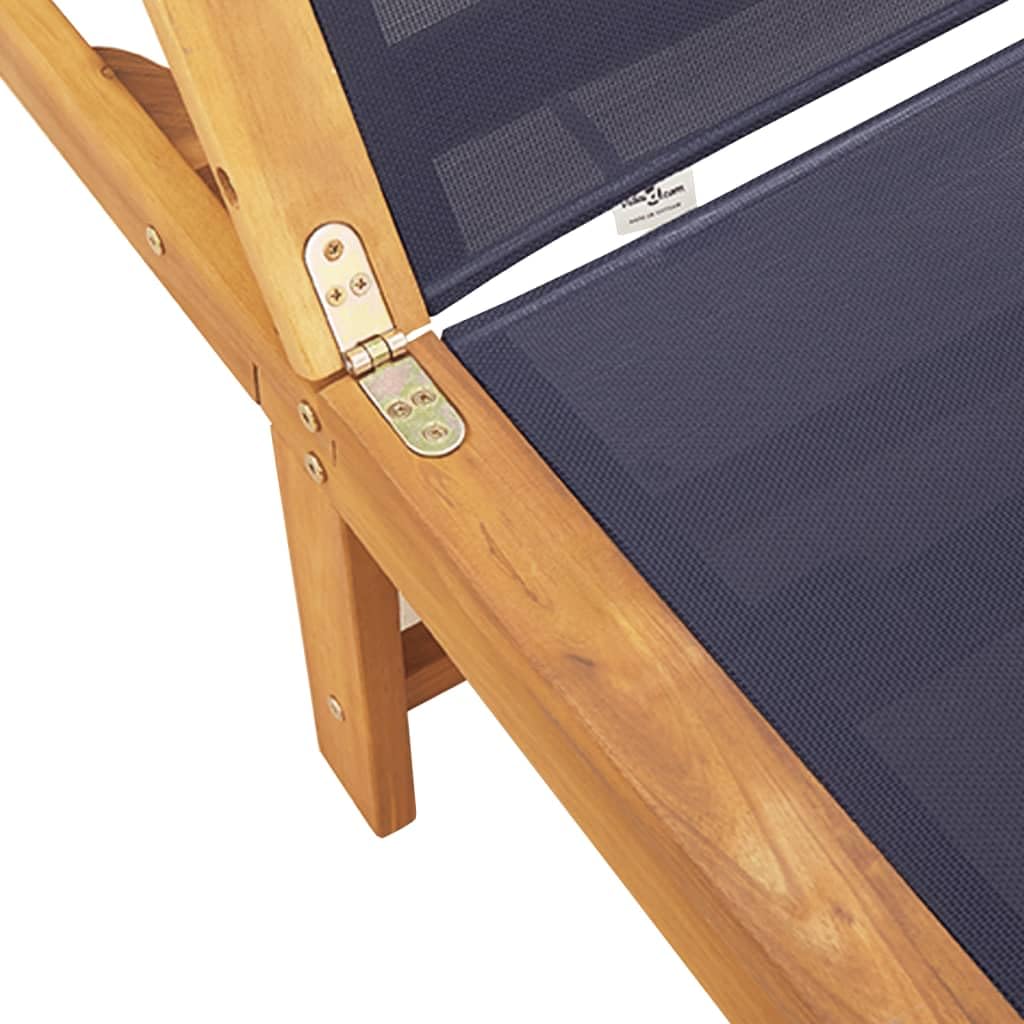 Conjunto de 2 tumbonas genéricas con mesa auxiliar de madera acacia | Respaldo de 5 posiciones ajustables, tejido textil resistente, carga máxima 110 kg, para piscina, jardín, terraza