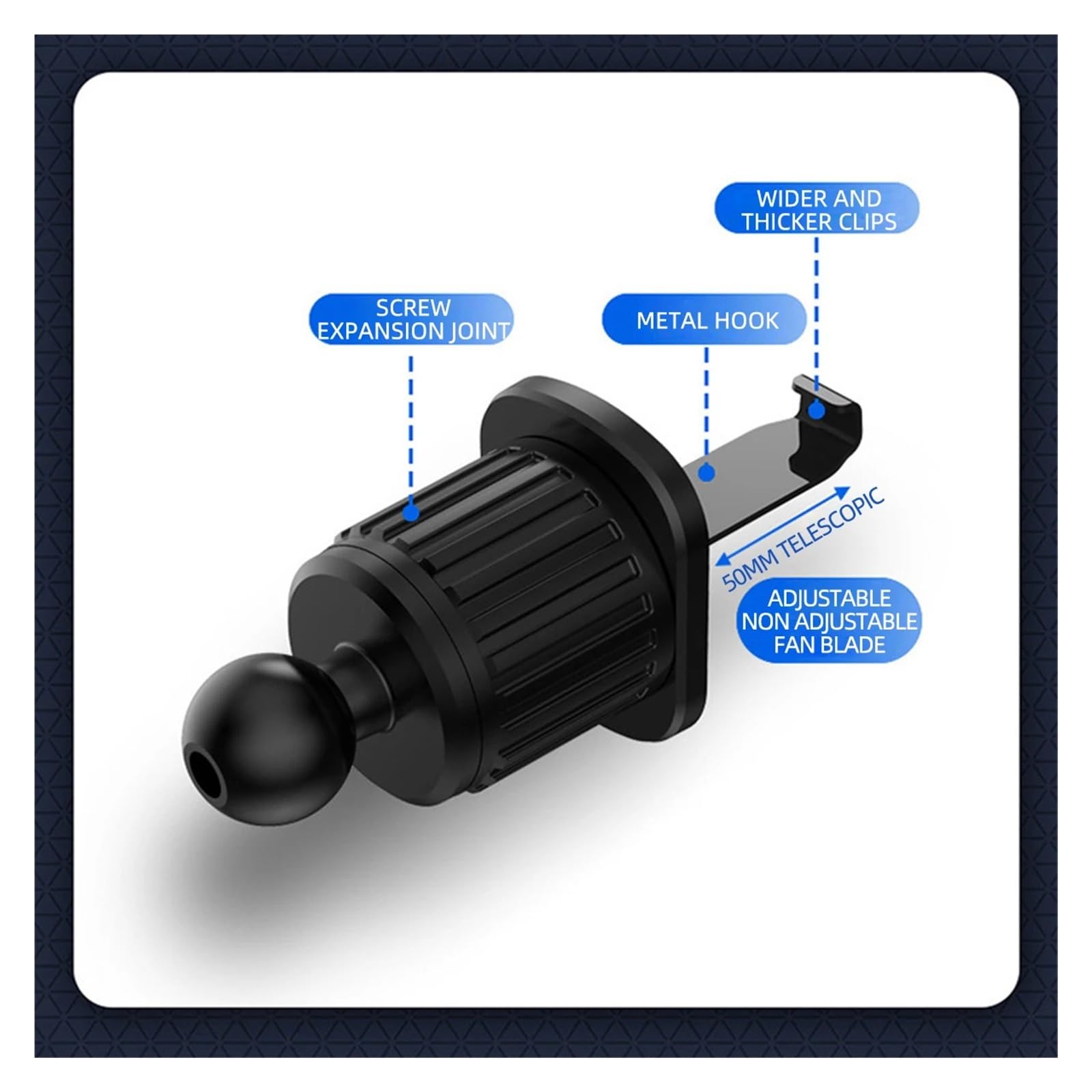 Porta Cellulare Auto Supporto for telefono da auto Gravity for telefoni cellulari da 4,7-7 pollici, supporto universale antiurto for bocchetta dell'aria, clip GPS for smartphone(Black--long handle)