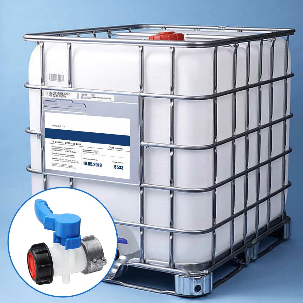 Vanne Cuve 1000l Plastique, Vanne Papillon Adaptateur pour réservoir IBC DN40 (62 mm), Robinet Cuve IBC Adaptateur Universel pour Robinet de Vidange, Citerne de Pluie, Bidon