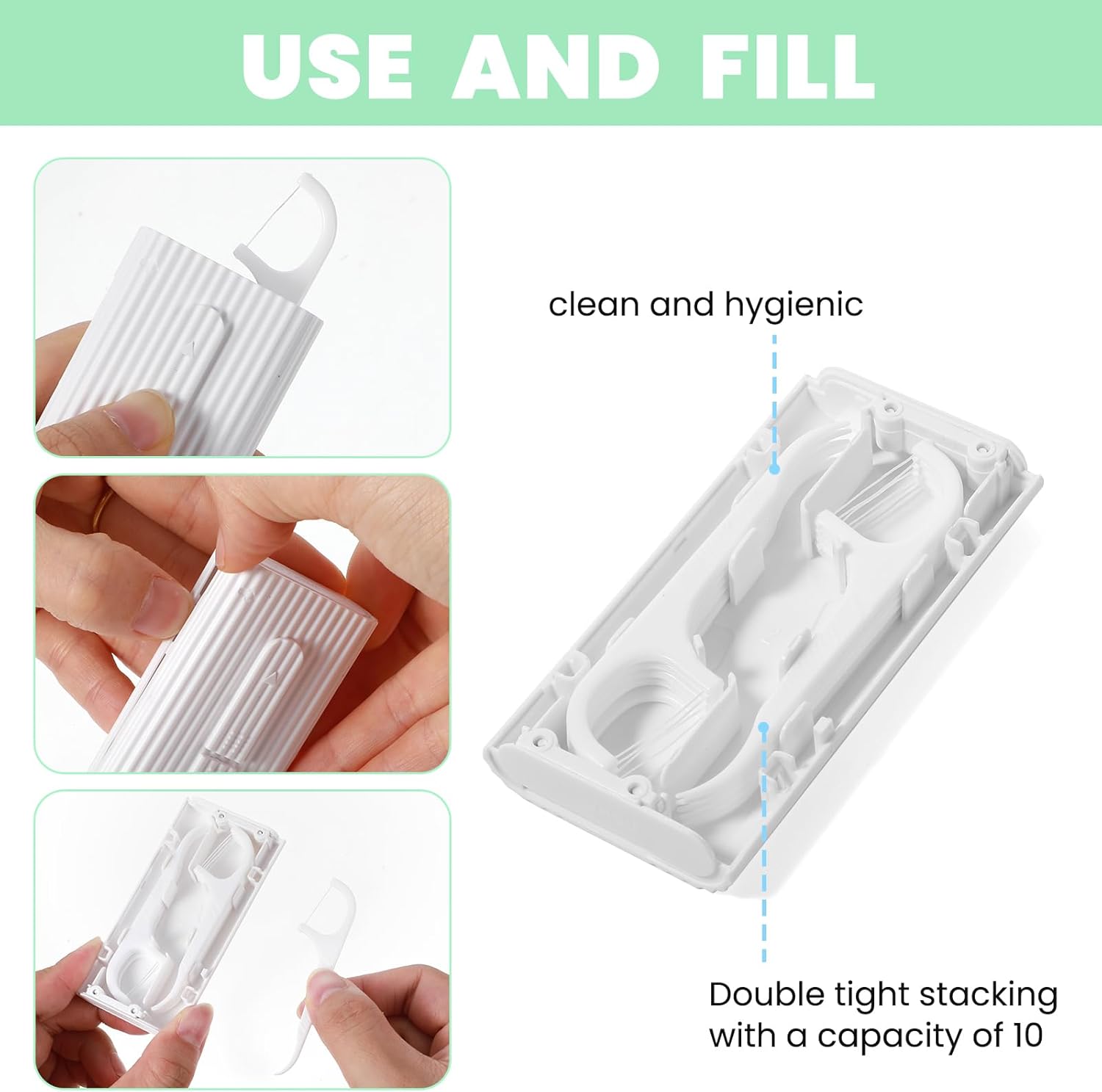 4 Pcs Portable Dental Floss Dispenser Refillable Dental Flossers Case Automatic Travel Floss Pick Organizer Pocket Floss Boxes with 40 Floss Picks for Cleaning Teeth