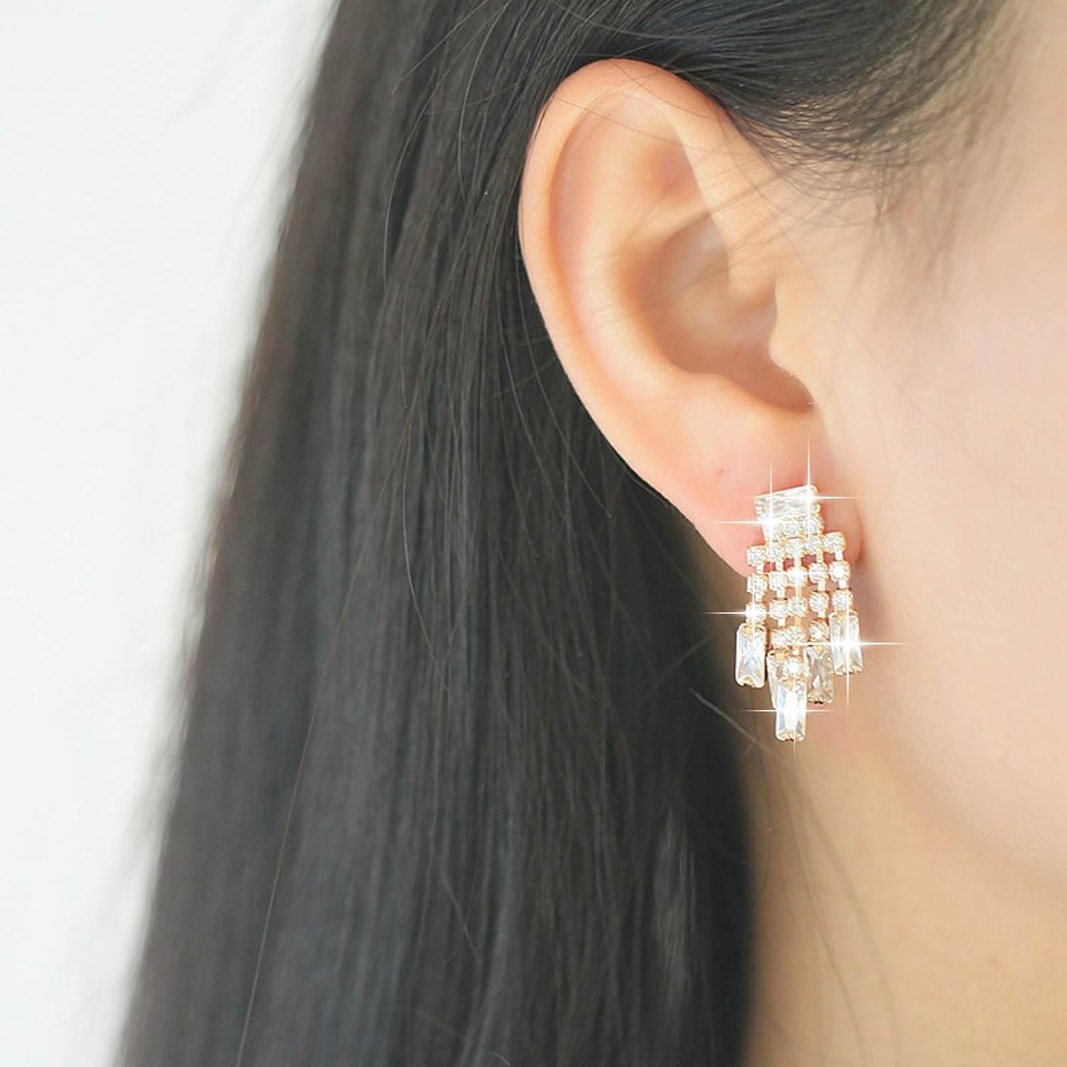 Vintage Crystal Chandelier Drop Earrings Silver Tennis Chain Earrings Long Rhinestone Tassel Earring Cz Wedding Chandelier Earring Jewelry for Women - Image 7