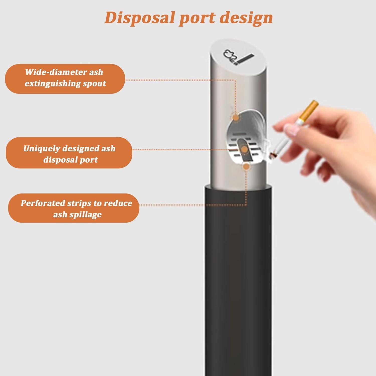 Cylinder Standing Ashtray, Heavy-Duty Cigarette Disposal Container, Stainless Steel Smoking Receptacles, Cigarette Butt Disposal Outdoor and Indoor(Gold)