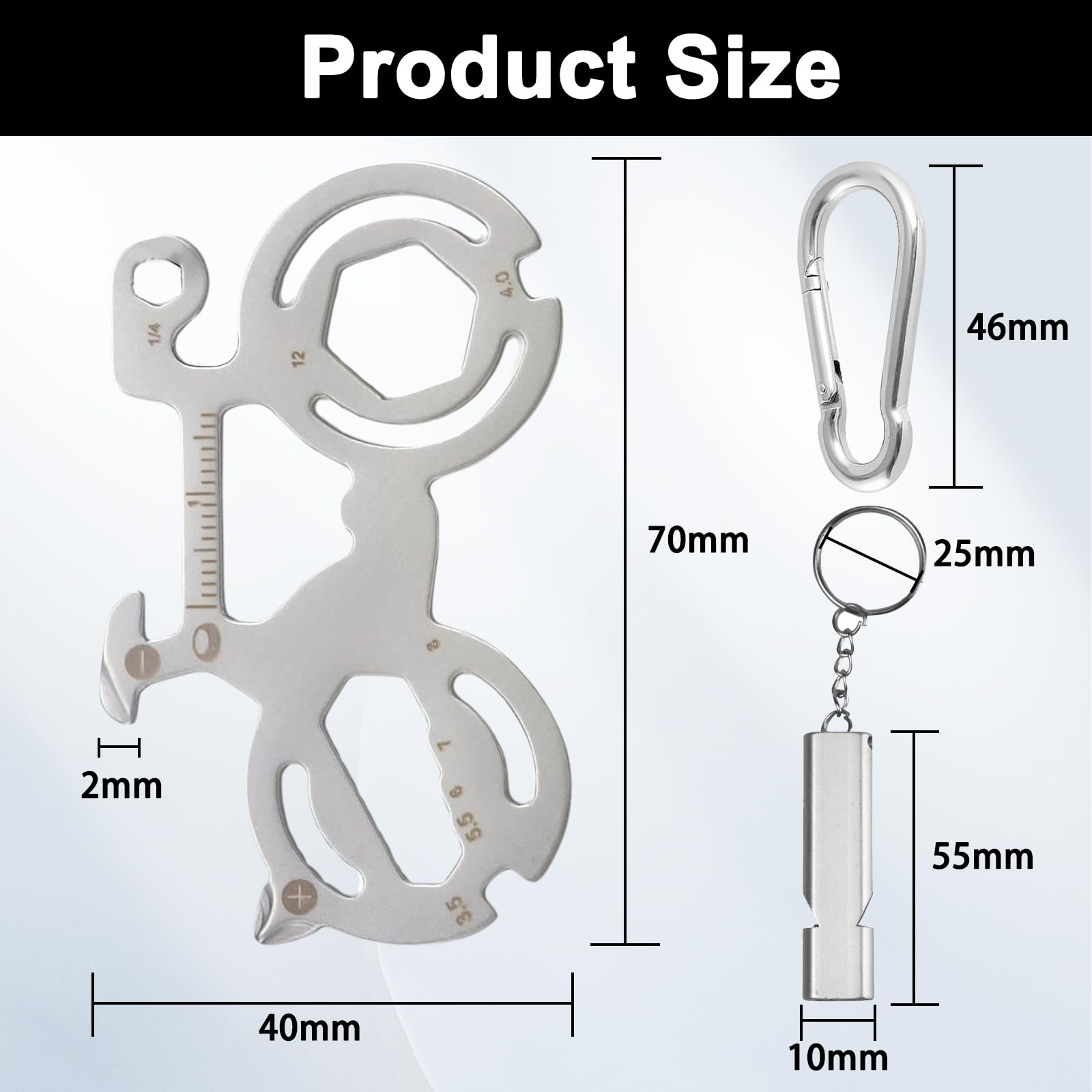 POCADO KEY-TOOL Multifonction 12 En 1 - Outil Porte-Clés En Forme De Clé