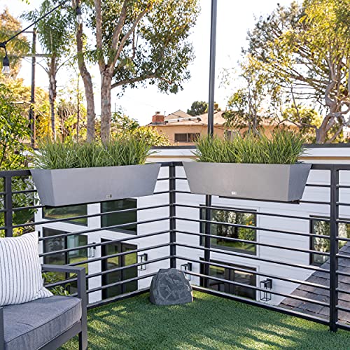 Image of Veradek Pure Series Railing Planter - Tapered Window Box with Bracket