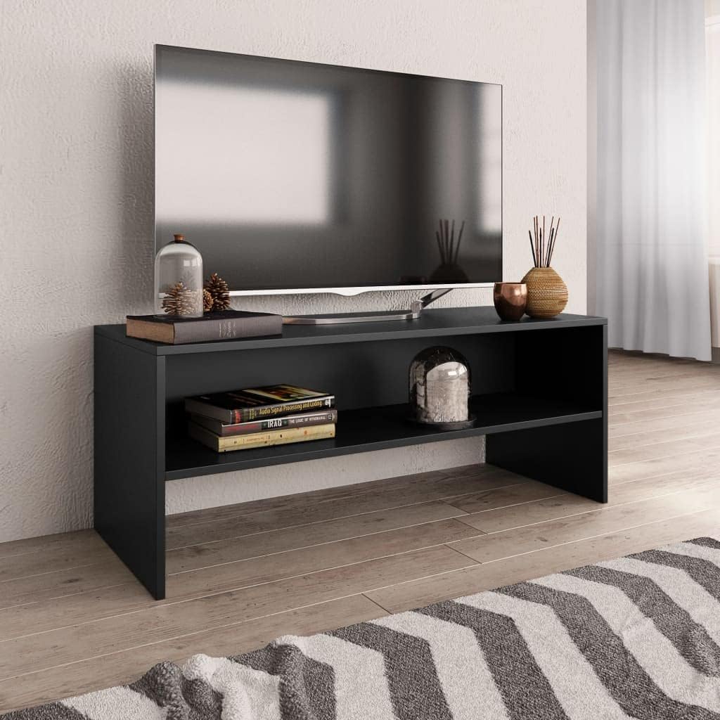 vidaXL Mobile TV con Vano a Giorno Stile Classico Pratico Credenza Armadietto Basso Multimediale Nero 100x40x40 cm in Truciolato