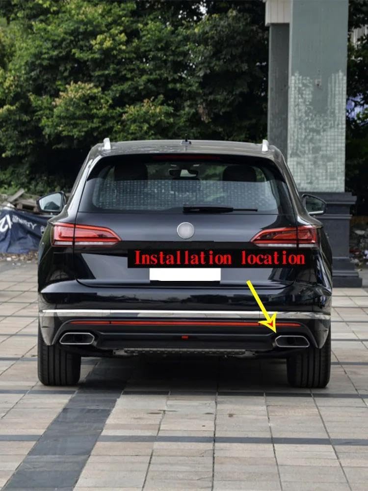 Spare Parts For Touareg CR7 2018-2021 Stainless Steel Black Car Rear Left Right Exhaust Muffler Pipe Tip Cover Trim Decor(Black)