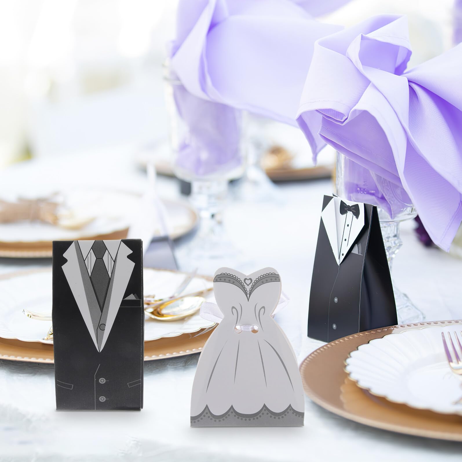 COHEALI 100 Scatole Regalo Matrimonio in Carta Nastrino di Seta, Leggere ed Eleganti, Perfette per Bomboniere e Regali per Ospiti a Feste e Banchetti