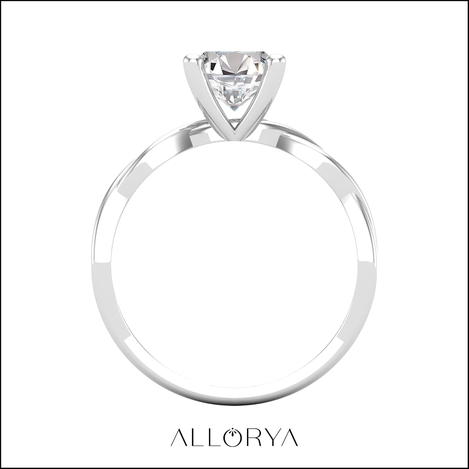 Oval Moissanite or Lab Grown 3.00 Carat White Diamond Twisted Solitaire Engagement Ring for Women in 925 Sterling Silver