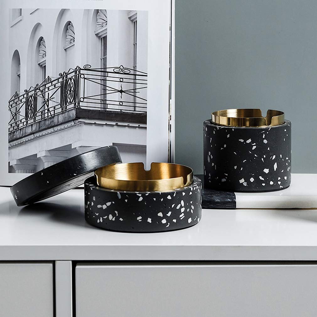 HEGZA Cendrier En Marbre Carré, Simple Et Généreux, Surdimensionné Pour Salon, Bureau, Salle à Manger, Décoration Simple Et Exquise, Porte-Cendres Pour Fumeurs, En Pierre, Gris Clair, Classique