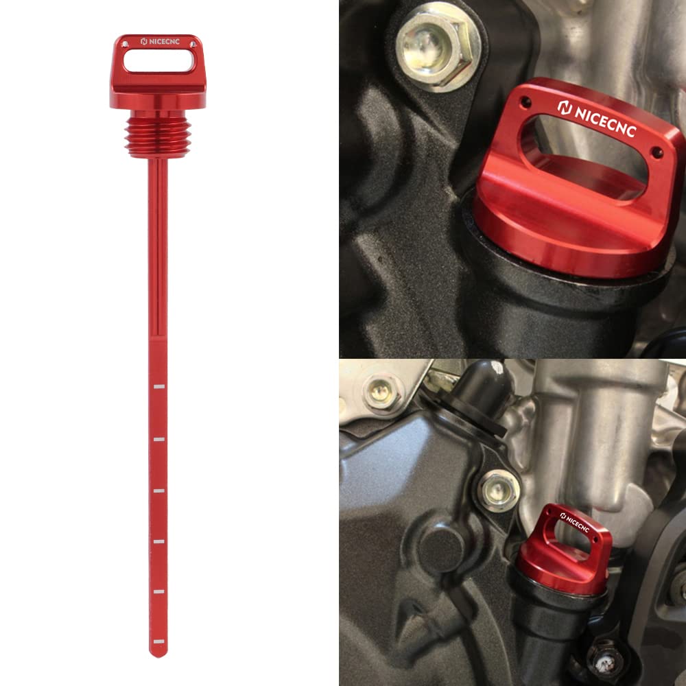 NICECNC Red Engine Oil Dipstick Stick Plug Compatible with