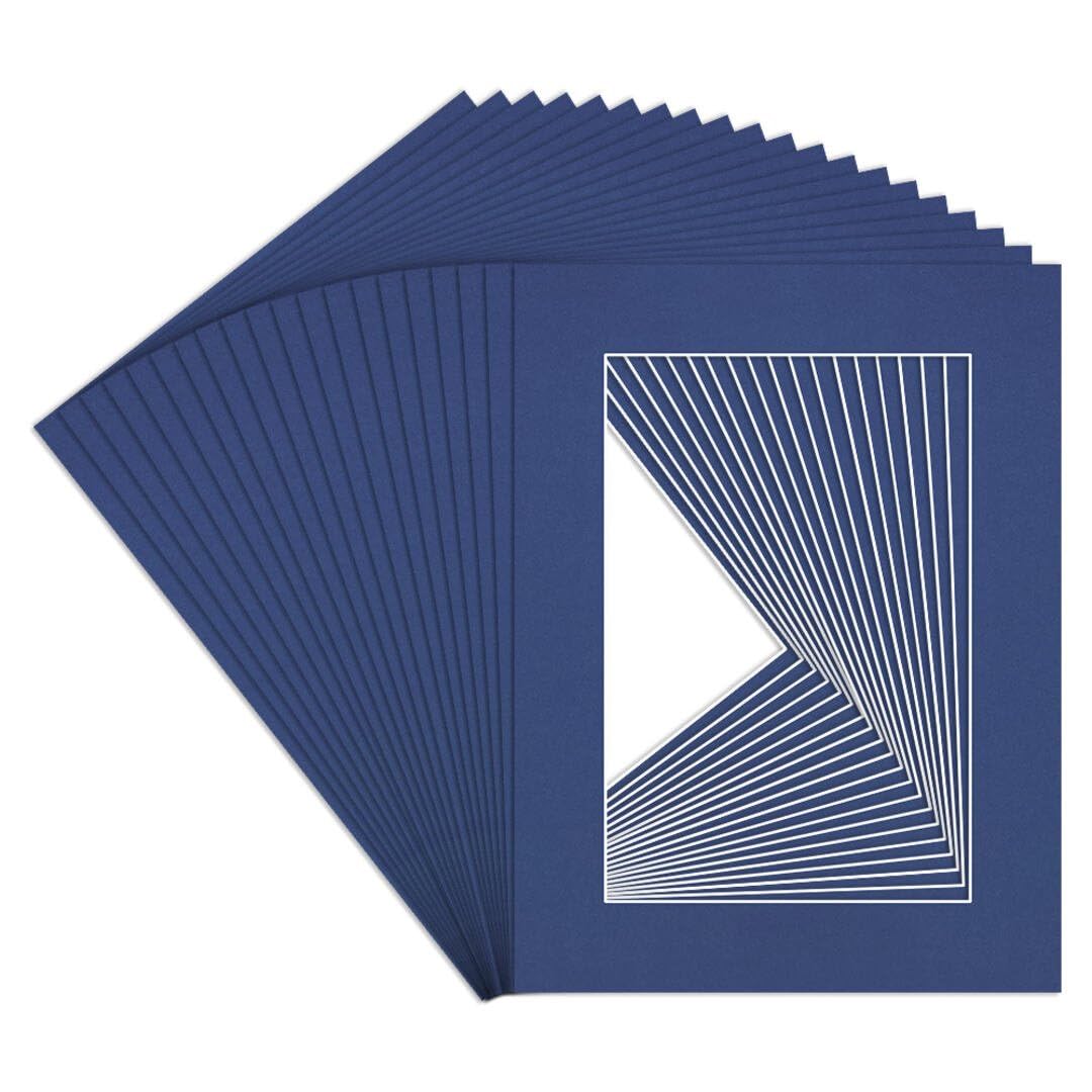 Procut Global 8x6" Blue Picture Mounts to Fit 6x4" Aperture - Precision Cut Cardboard Photo Mount - Ideal for Frames, Prints, Artwork & Certificates - Sizes & Colours Available - 20 Pack